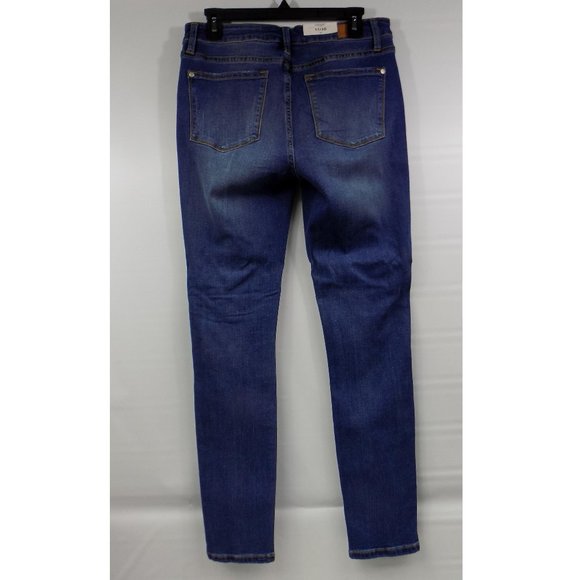 Judy Blue Dark Wash Distressed Skinny Fit Mid-Rise Jeans With Striped Lining NWT - Picture 6 of 14